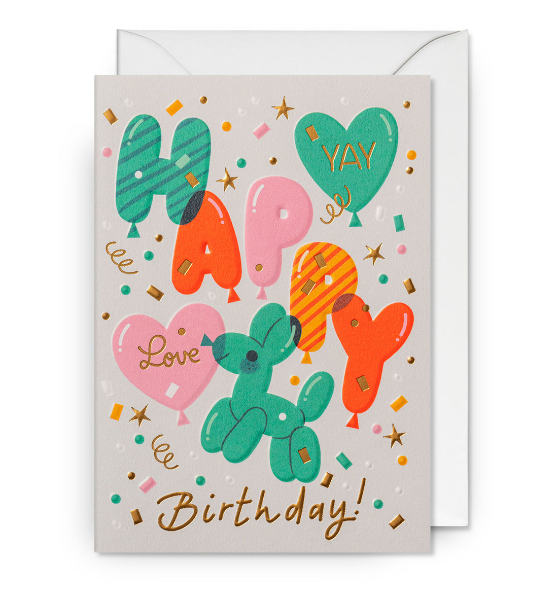 Happy Birthday Balloons &amp; Confetti Greeting Card