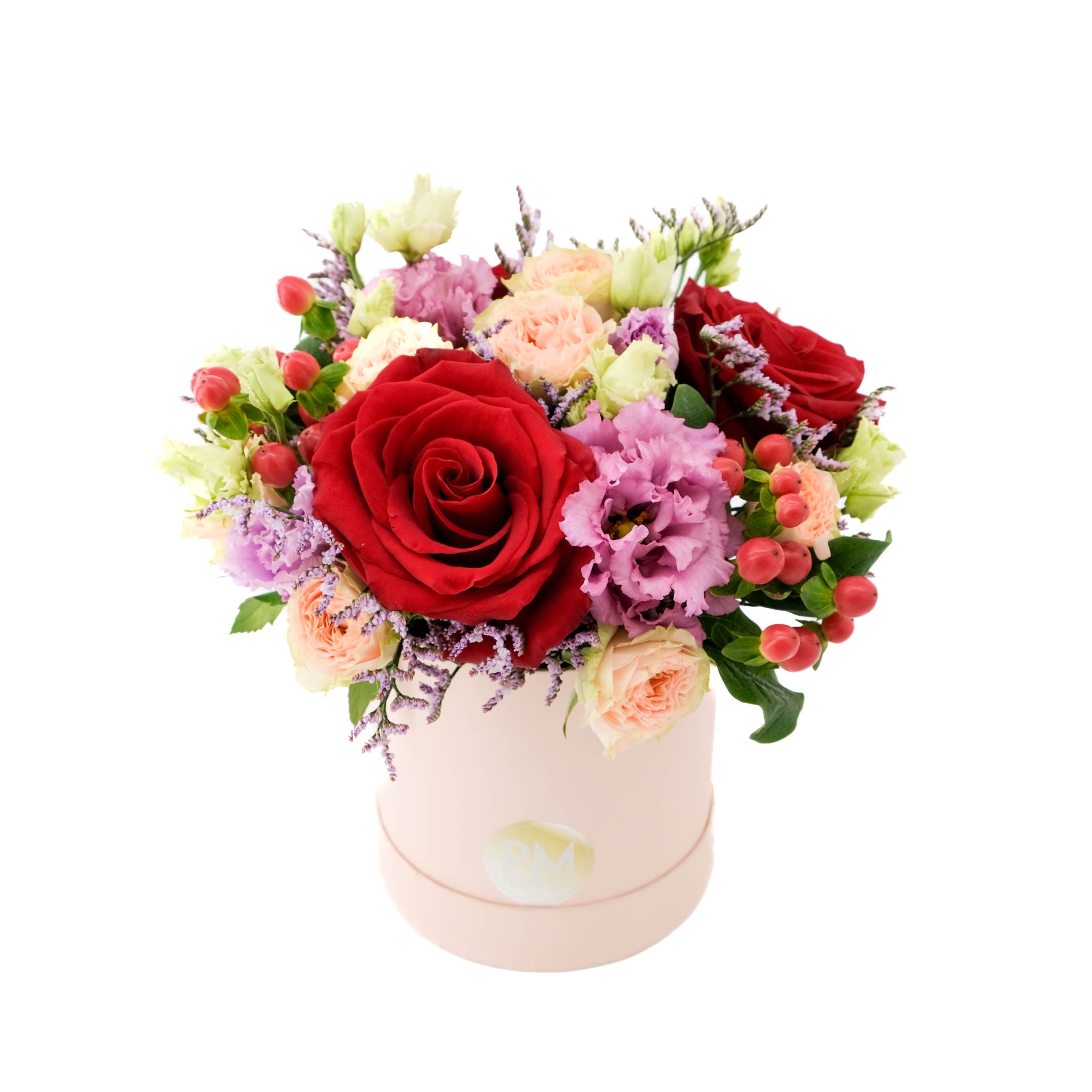 Hat Box - Red, Lilac &amp; Peach