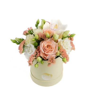 Hat Box - White &amp; Peach