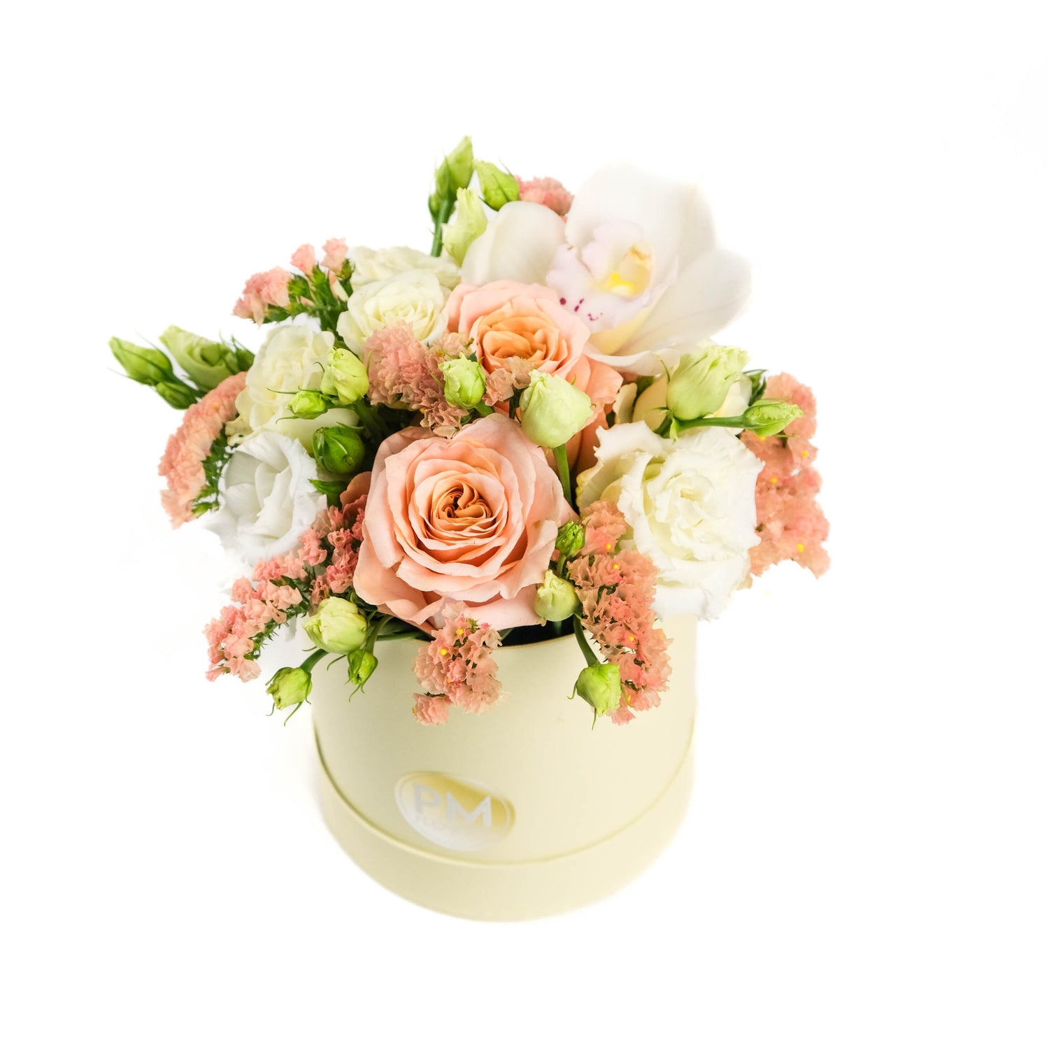 Hat Box - White &amp; Peach