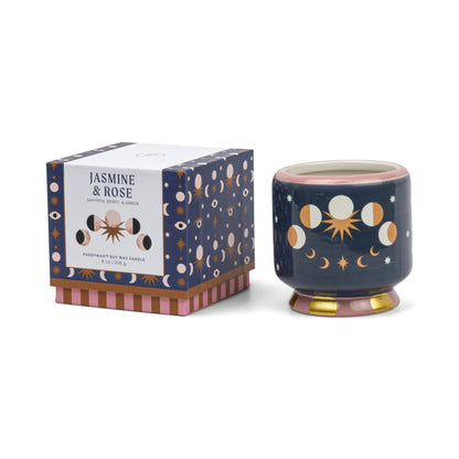 Adopo Jasmine &amp; Rose Moon Phases Candle - 226g